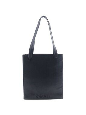 Chanel Logo Caviar Leather Black Tote